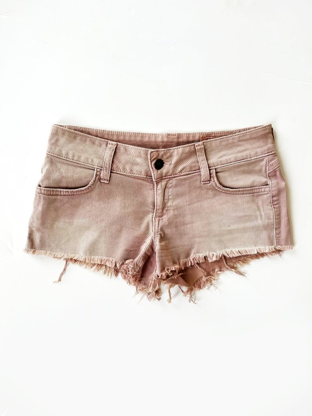 Siwy Pink Denim Cutoff Shorts Size 23 Frayed Hem Heart Pocket Distressed